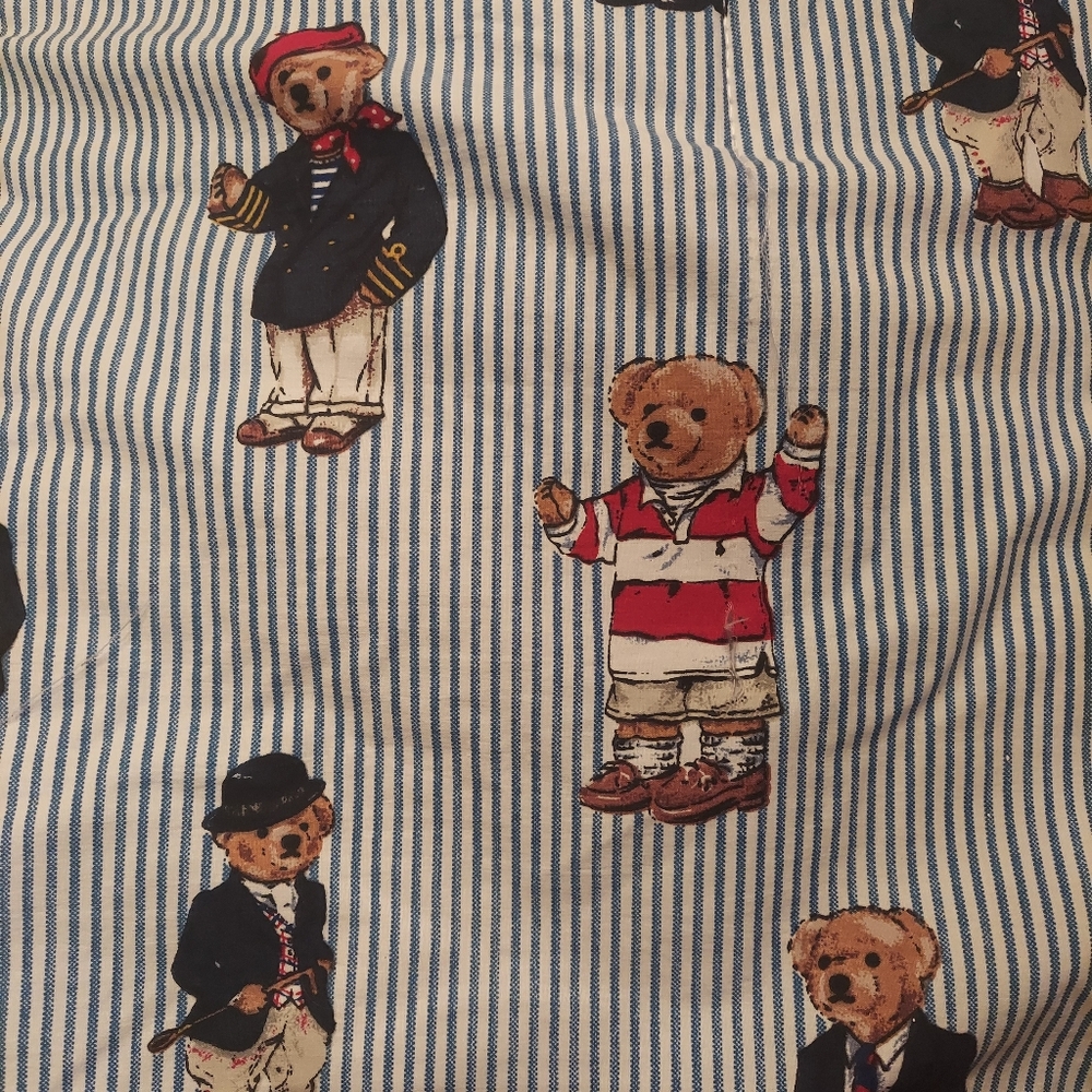 Ralph Lauren Iconic Blue Teddy  Bears Print Twin Comforter 66in X86in
